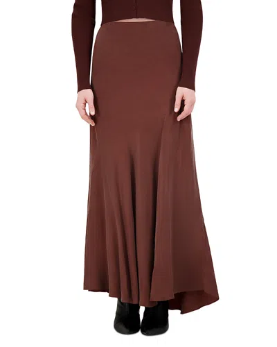 Point Brushed Seam Skirt In Brown