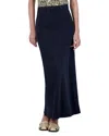 Point Brushed Straight Skirt In Navy
