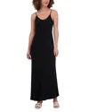 Point Brushed Straight Slip Dress In Black