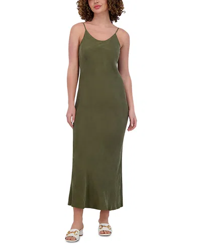 Point Brushed Straight Slip Dress In Leaves