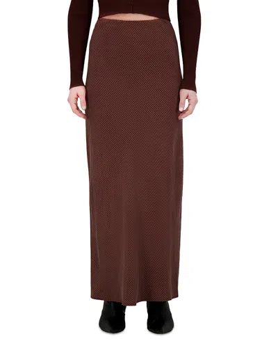 Point Brushed Straight Slip Skirt In Brown