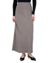 Point Brushed Straight Slip Skirt In Gray