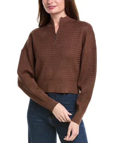 Point Cable Half-zip Sweater In Brown
