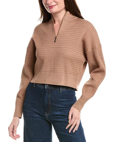 Point Cable 1/2-zip Sweater In Brown