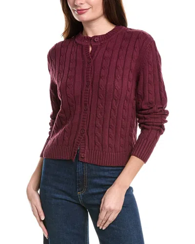 Point Cable Cardigan In Red