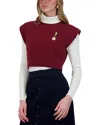 Point Cable Knit Vest In Burgundy