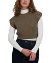 Point Cable Knit Vest In Green