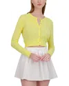 Point Checker Knit Cardigan In Lemon