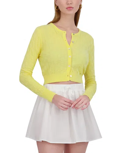 Point Checker Knit Cardigan In Lemon