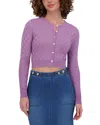 Point Checker Knit Cardigan In Lilac