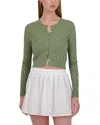 Point Checker Knit Cardigan In Sage