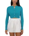 Point Checker Knit Cardigan In Teal
