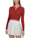 Point Checker Knit Cardigan In Terracotta