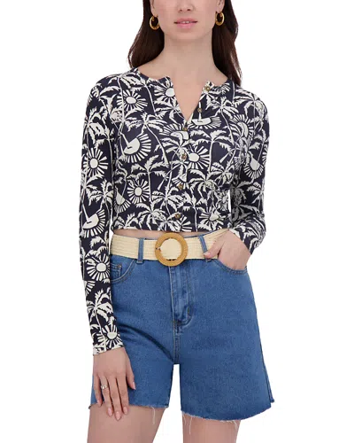 Point Classic Cardigan In Palm Trees