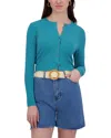 Point Checker Knit Cardigan In Teal