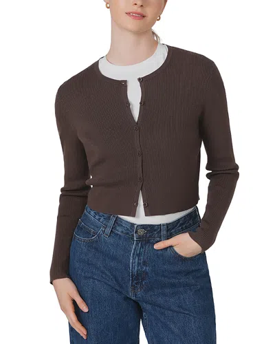 Point Classic Cropped Cardigan In Brown