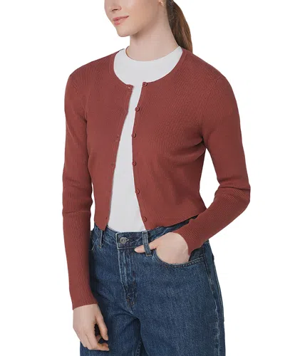 Point Classic Cropped Cardigan In Brown