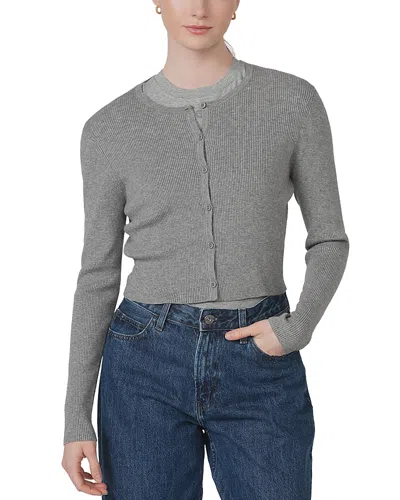 Point Classic Cropped Cardigan In Gray
