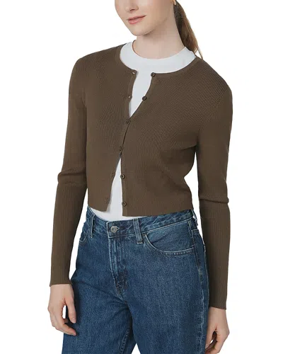 Point Classic Cropped Cardigan In Green