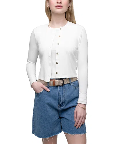 Point Classic T Shirt Cardigan Sweater In White