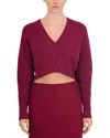Point Cropped Bolero Cardigan In Cabernet