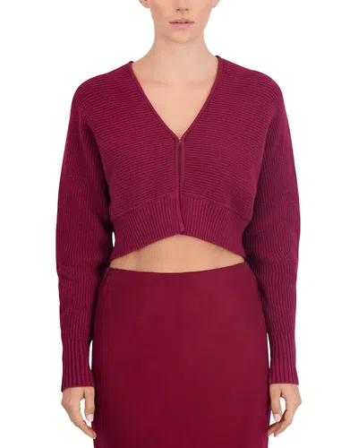 Point Cropped Bolero Cardigan In Cabernet