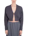 Point Cropped Bolero Cardigan In Gunmetal