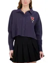 Point Cropped Button Up Shirt In Multi