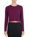 Point Cropped Crewneck Cardigan In Cabernet