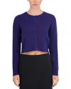 Point Cropped Crewneck Cardigan In Navy