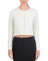 Point Cropped Crewneck Cardigan In Oatmeal