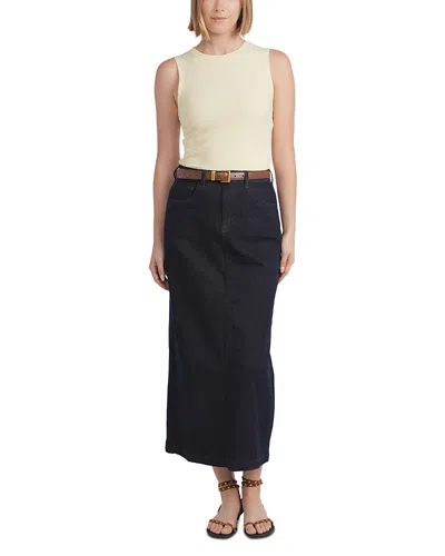 Point Denim Maxi Skirt In Black