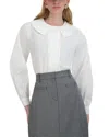 Point Double Breasted Button Up Blouse In White