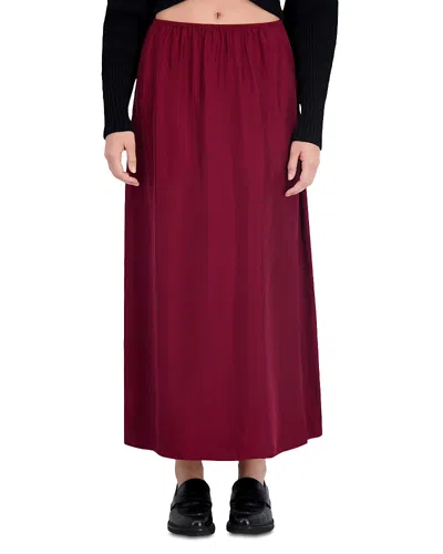 Point Faux Suede A Line Skirt In Cabernet