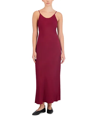 Point Faux Suede Slip Dress In Cabernet