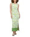 Point Fringe Column Dress In Green