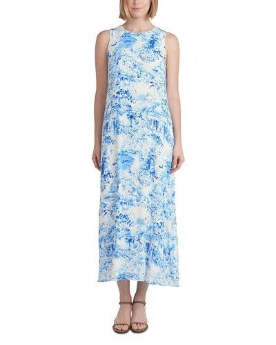 Point Georgette Column Dress In Blue