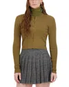 Point Knit Crewneck Cropped Cardigan Sweater In Green