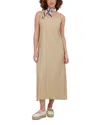 Point Linen Blend A Line Slip Dress