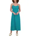 Point Linen Blend A Line Slip Dress