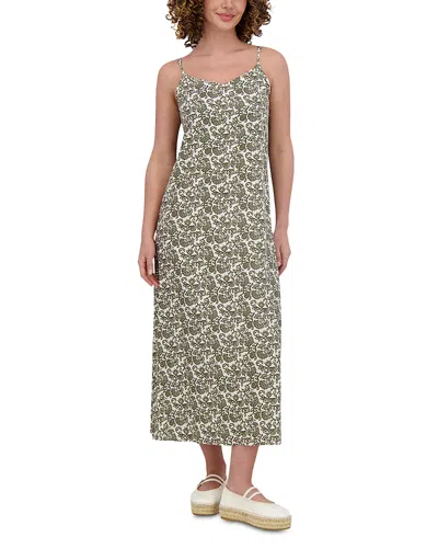 Point Linen Blend A Line Slip Dress