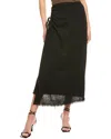 Point Linen-blend Midi Skirt In Black