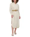 Point Linen Blend Shirt Dress