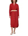 Point Linen Blend Shirt Dress In Orange