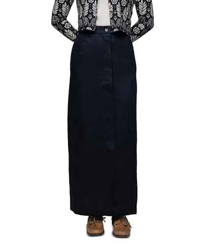 Point Linen Sheath Skirt In Black