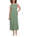 Point Linenblend Crewneck Maxi Dress In Green