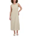 Point Linenblend Crewneck Maxi Dress In Sand
