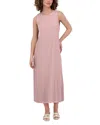 Point Linenblend Crewneck Maxi Dress In Purple