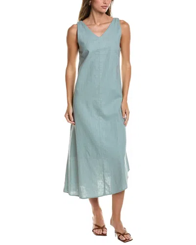 Point Linen-blend V-neck Dress In White