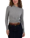 Point Mandarin Wrap Top In Gray